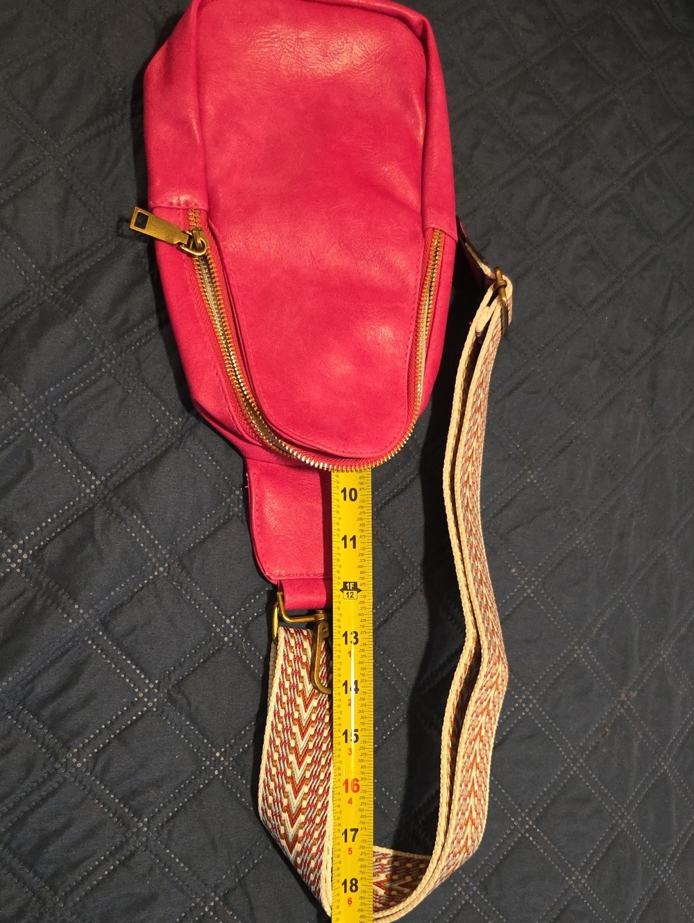 Bright Pink Mini Sling Bag with Gold Hardware - Picture 6 of 7